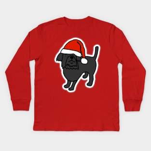 Cute Dog wearing a Santa Hat at Christmas Kids Long Sleeve T-Shirt